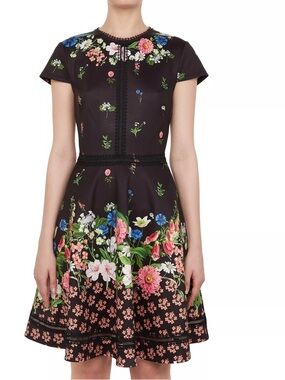 Ted baker London daissie Florence trim skater floral scuba dress size 4